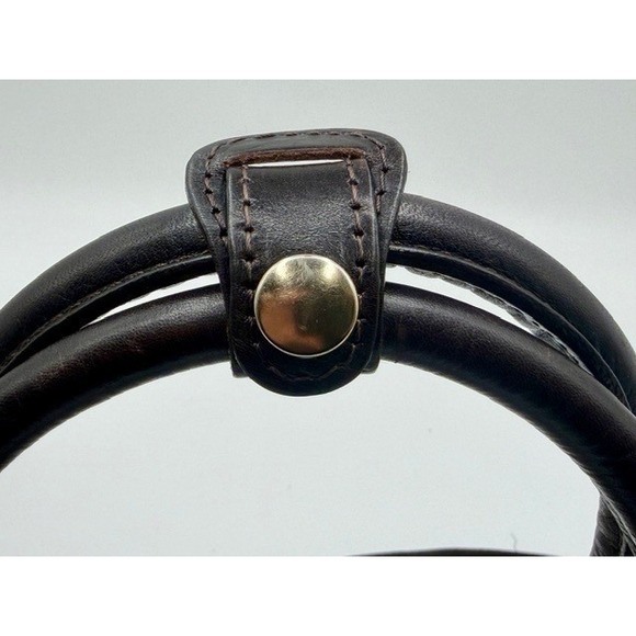 Valentina Italy Leather Satchel Handbag Grey Brown Top Handle Shoulder Bag - Picture 7 of 12